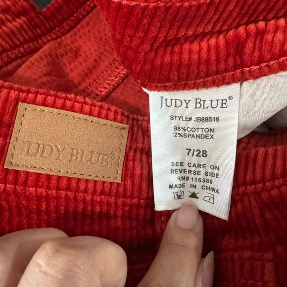 Judy Blue Rust Corduroy High Waist Ankle Straight Carpenter Jean Pants Sz 7/28 - Picture 10 of 12